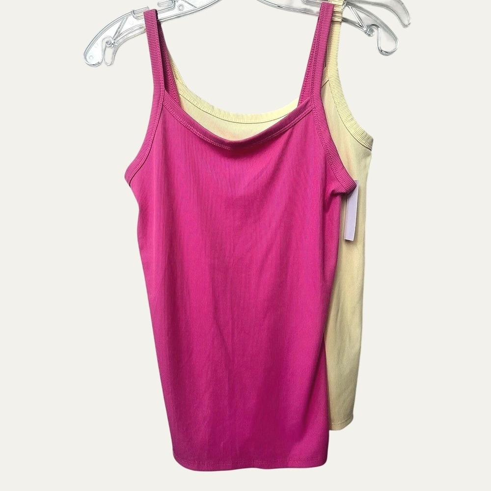 No Boundaries Ribbed Cami Tank Tops Two Pack Medium Pink Yellow New